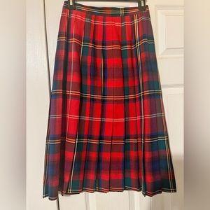 Womens Red Plaid Midi Skirt